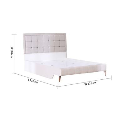 V2 Gordion 120x200 Single Bed - Light Cream - With 2-Year Warranty