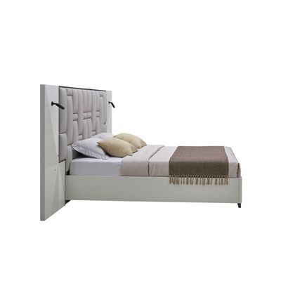 Petruci 180x200 King Bed with Reading Lamps - White/Black - With 2-Year Warranty