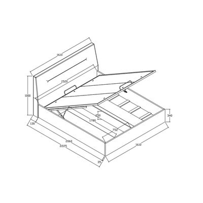 Hendrix 150x200 Queen Bed with Hydraulic storage - White - With 2-Year Warranty