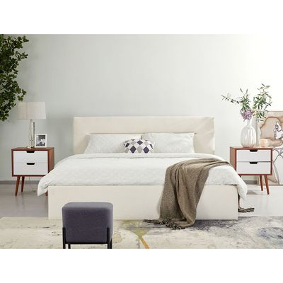 سرير هيندريكس مقاس 150 × 200 كوين مع تخزين هيدروليكي - أبيض - مع ضمان لمدة عامين