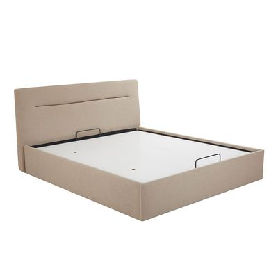 Hendrix 180x200 King Bed with Hydraulic storage - Taupe - With 2-Year Warranty