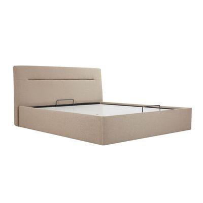Hendrix 180x200 King Bed with Hydraulic storage - Taupe - With 2-Year Warranty