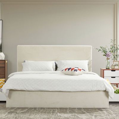 Wesley 150x200 Queen Bed with 4 Drawers - Light Beige - With 2-Year Warranty