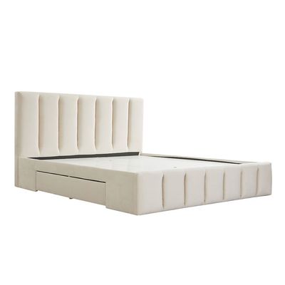 Vista 150x200 Queen Bed with 4 Drawers - Light Beige - With 2-Year Warranty