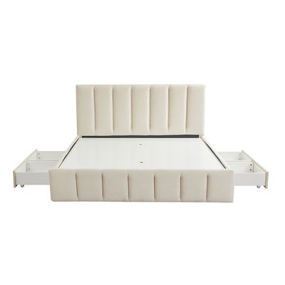 Vista 150x200 Queen Bed with 4 Drawers - Light Beige - With 2-Year Warranty