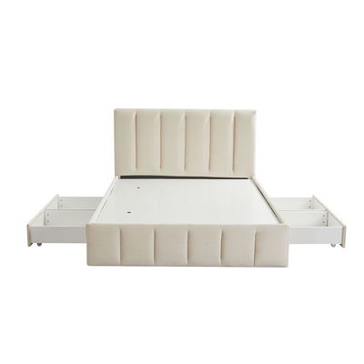 Vista 180x200 King Bed with 4 Drawers - Light Beige - With 2-Year Warranty