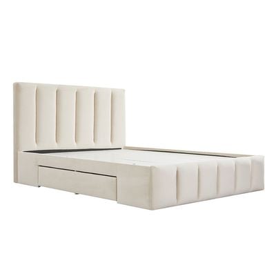 Vista 180x200 King Bed with 4 Drawers - Light Beige - With 2-Year Warranty