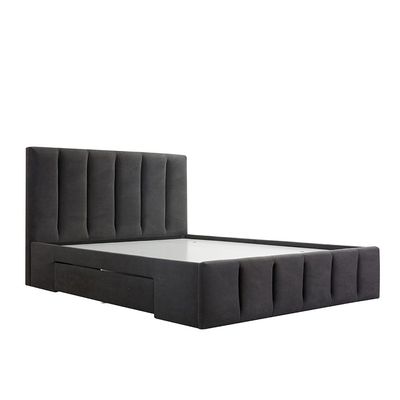 Vista 150x200 Queen Bed with 4 Drawers - Black - With 2-Year Warranty