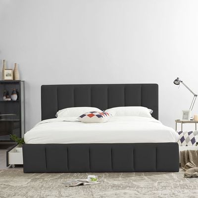 Vista 150x200 Queen Bed with 4 Drawers - Black - With 2-Year Warranty