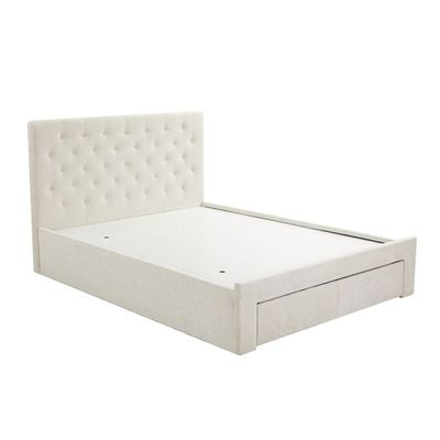 Bacia 150x200 Queen Bed with 2 Front Drawers - Beige - With 2-Year Warranty