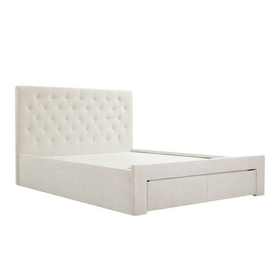 Bacia 150x200 Queen Bed with 2 Front Drawers - Beige - With 2-Year Warranty