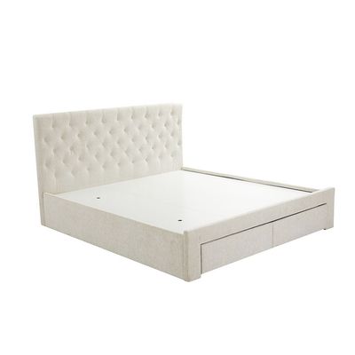 Bacia 180x200 King Bed with 2 Front Drawers - Beige - With 2-Year Warranty