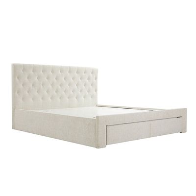 Bacia 180x200 King Bed with 2 Front Drawers - Beige - With 2-Year Warranty