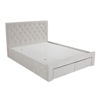 Bacia 150x200 Queen Bed with 2 Front Drawers - Light Grey - With 2-Year Warranty