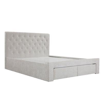 Bacia 150x200 Queen Bed with 2 Front Drawers - Light Grey - With 2-Year Warranty