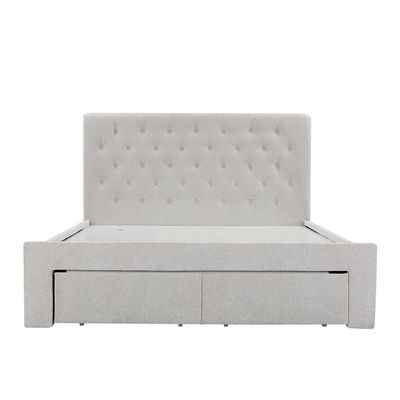 Bacia 150x200 Queen Bed with 2 Front Drawers - Light Grey - With 2-Year Warranty