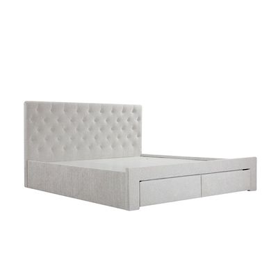 Bacia 180x200 King Bed with 2 Front Drawers - Light Grey - With 2-Year Warranty