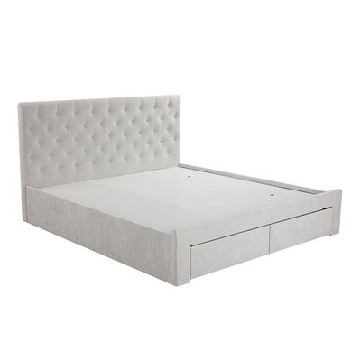 Bacia 180x200 King Bed with 2 Front Drawers - Light Grey - With 2-Year Warranty
