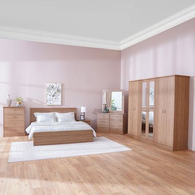 Zirco King Bedroom Set - Brown Oak - With 2-Year Warranty