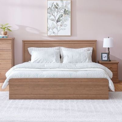 Zirco 180x200 King Bed with Storage - Brown Oak - With 2-Year Warranty