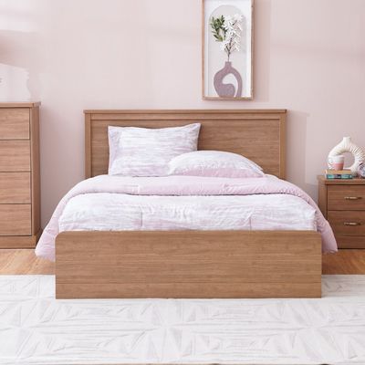 Zirco 150X200 Queen Bed with Storage - Brown Oak - With 2-Year Warranty