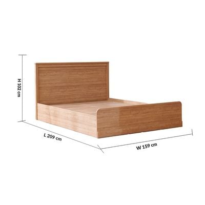 Zirco 150X200 Queen Bed with Storage - Brown Oak - With 2-Year Warranty