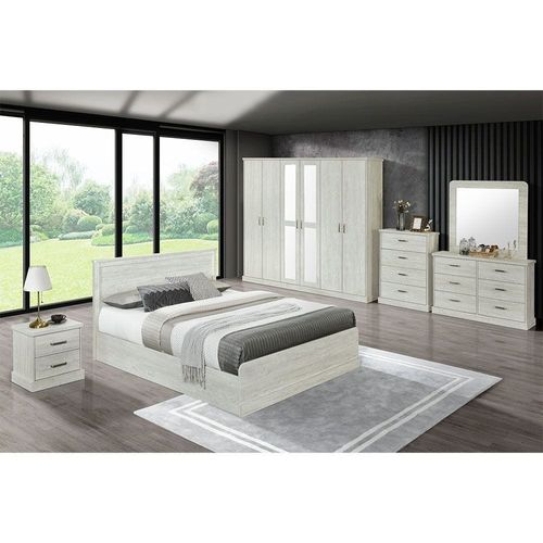 Zirco King Bedroom Set- White Oak - With 2-Year Warranty