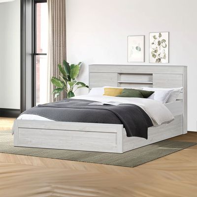 Tisley Queen Bedroom Set - Light Oak/White Faux Marble - With 2-Year Warranty