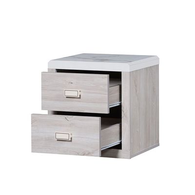 Tisley Queen Bedroom Set - Light Oak/White Faux Marble - With 2-Year Warranty