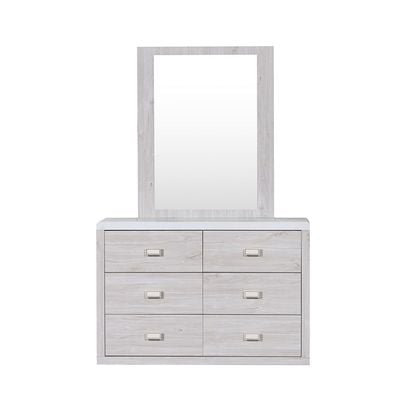 Tisley Queen Bedroom Set - Light Oak/White Faux Marble - With 2-Year Warranty