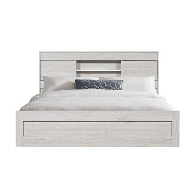 Tisley Queen Bedroom Set - Light Oak/White Faux Marble - With 2-Year Warranty