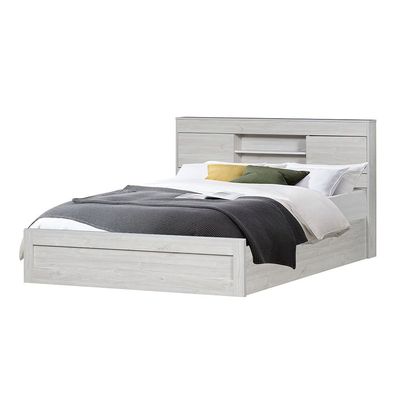 Tisley 150x200 Queen Bed with Storage - Light Oak/White Faux Marble - With 2-Year Warranty