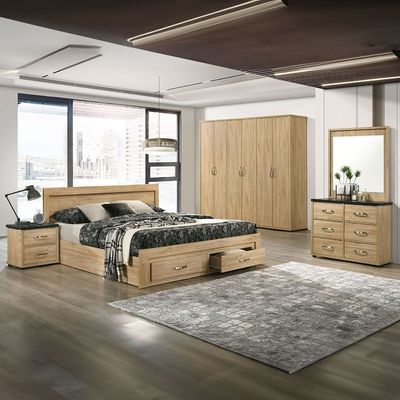 Bolivar King Bedroom Set - Vintage Oak - With 2-Year Warranty