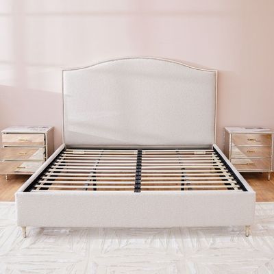 Renies 200x200 Super King Bed - Beige/Gold - With 2-Year Warranty