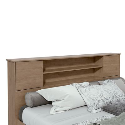 Amelia 180X200 King Bed with Storage in Headboard - Light Oak/White - With 2-Year Warranty