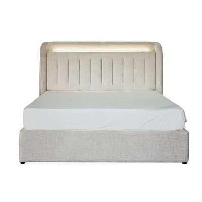 Santelmo 180x200 King Bed with LED Lights - Beige - With 2-Year Warranty