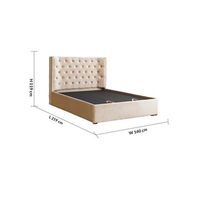 Corinthia 150x200 Upholstered Queen Bed with Hydraulic Storage - Beige