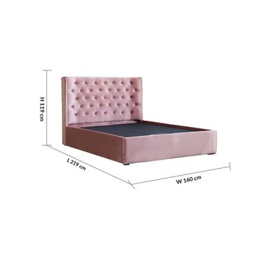 Corinthia 180x200 King Upholstered Bed with Hydraulic Storage - Rose