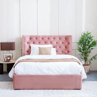 Corinthia 180x200 King Upholstered Bed with Hydraulic Storage - Rose