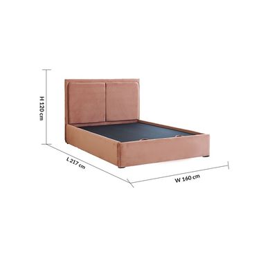 Avaya 150x200 Queen Upholstered Bed with Hydraulic Storage - Rose 