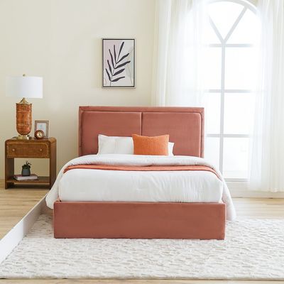 Avaya 150x200 Queen Upholstered Bed with Hydraulic Storage - Rose 