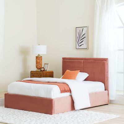 Avaya 150x200 Queen Upholstered Bed with Hydraulic Storage - Rose 