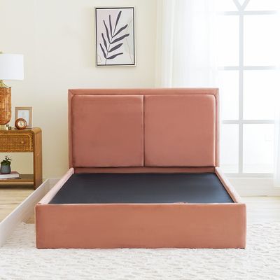 Avaya 150x200 Queen Upholstered Bed with Hydraulic Storage - Rose 