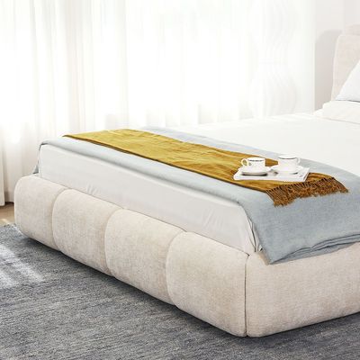 Ian 180x200 King Bed with Headboard Storage - Beige - With 2-Year Warranty