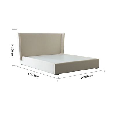 Barney 180x200 Upholstered King Bed - Beige/Brown