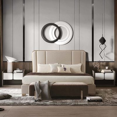Cornell 180X200 King Bed - Beige/Brushed gold
