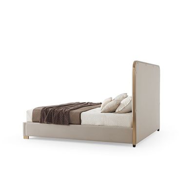 Cornell 150x200 Queen Bed - Beige/Brushed Gold - With 2-Year Warranty