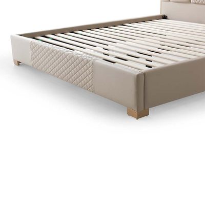 Cornell 150x200 Queen Bed - Beige/Brushed Gold - With 2-Year Warranty