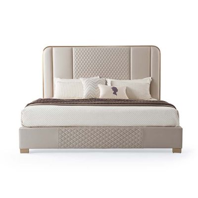 Cornell 150x200 Queen Bed - Beige/Brushed Gold - With 2-Year Warranty