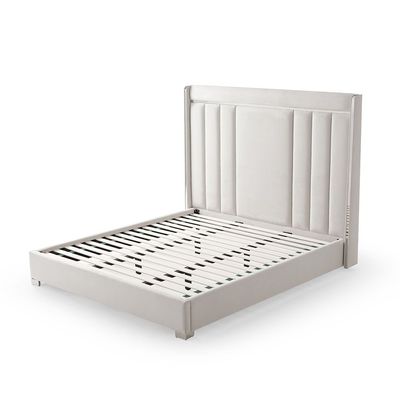 Imeralda 150x200 High Queen Bed - Ivory/Silver - With 2-Year Warranty